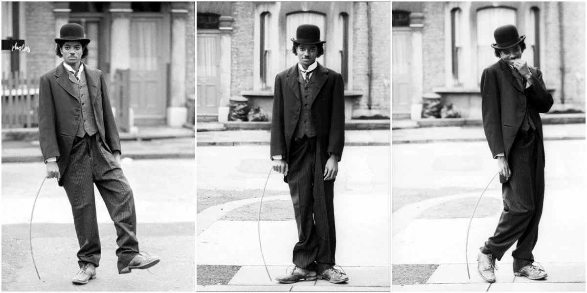 Michael Jackson vestido como Charlie Chaplin em Londres, 1979 | Michael Jackson vestido como Charlie Chaplin