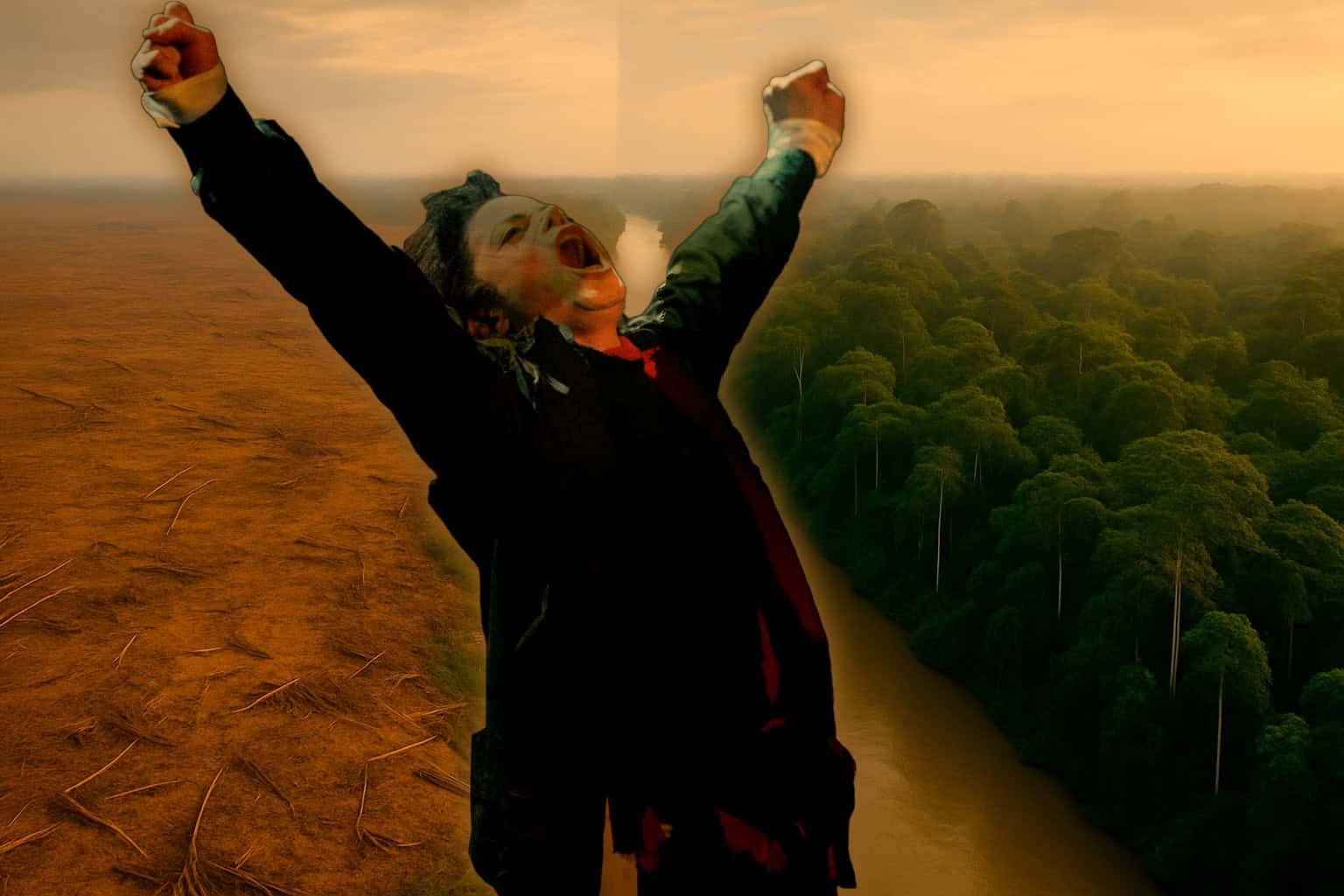 Michael Jackson em ilustração na Amazônia em performance de "Earth Song".