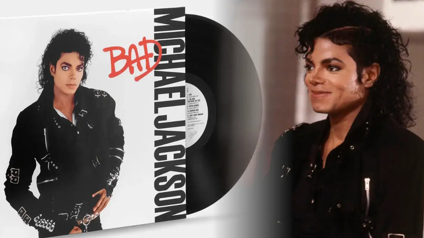 Álbum "BAD" de Michael Jackson em montagem com imagem do vídeo.