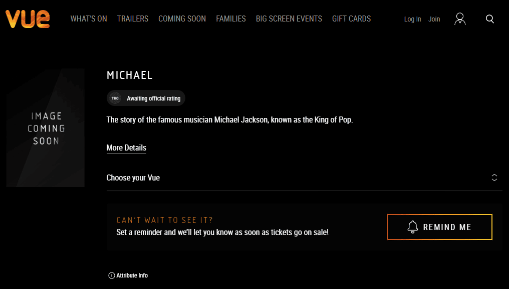 vue-website-uk-cinema-michael Biopic de Michael Jackson já aparece em rede de cinemas do Reino Unido