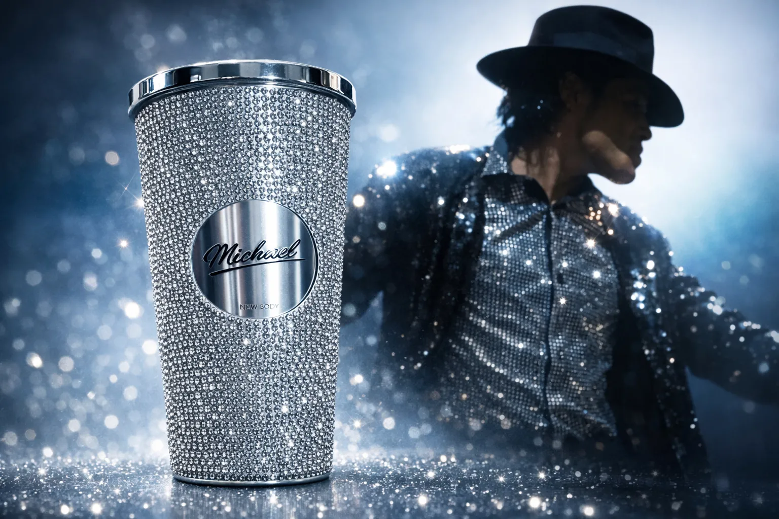 Copo colecionável da cinebiografia MICHAEL é revelado 1 Copo colecionável da cinebiografia MICHAEL é revelado | mjbeats.com .br Copo brilhante com homenagem a Michael Jackson