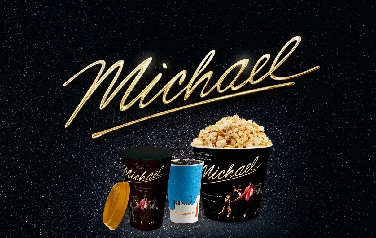 Rede de cinemas Kinoplex apresenta seu 'combo' do filme MICHAEL | mjbeats.com .br Balde