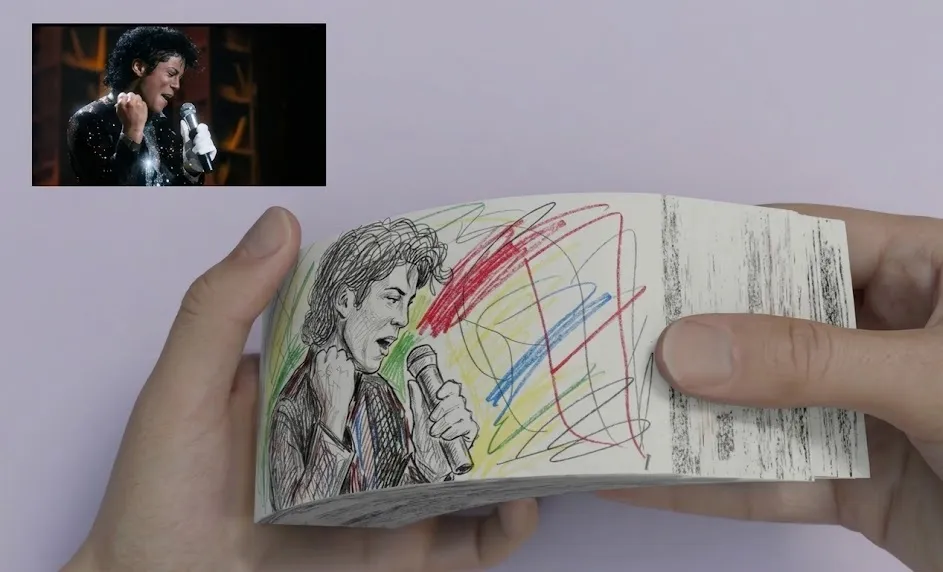 Artista recria a versão de 'Billie Jean' para o filme MICHAEL em flip book e viraliza nas redes | ef6c562e d567 4390 8e7e 95b44fedb278