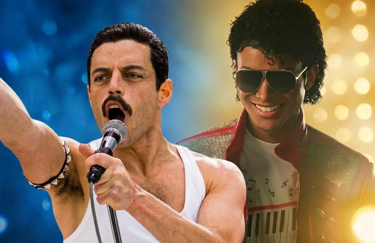 A diferença é ABSURDA: Filme MICHAEL já supera Bohemian Rhapsody em metade do tempo | mjbeats.com .br Bohemian e MICHAEL