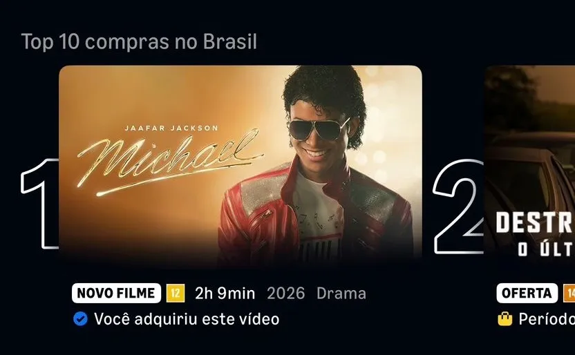 MICHAEL segue sendo o filme MAIS VENDIDO nos serviços de streaming brasileiros 3 MICHAEL segue sendo o filme MAIS VENDIDO nos serviços de streaming brasileiros | MJ Prime