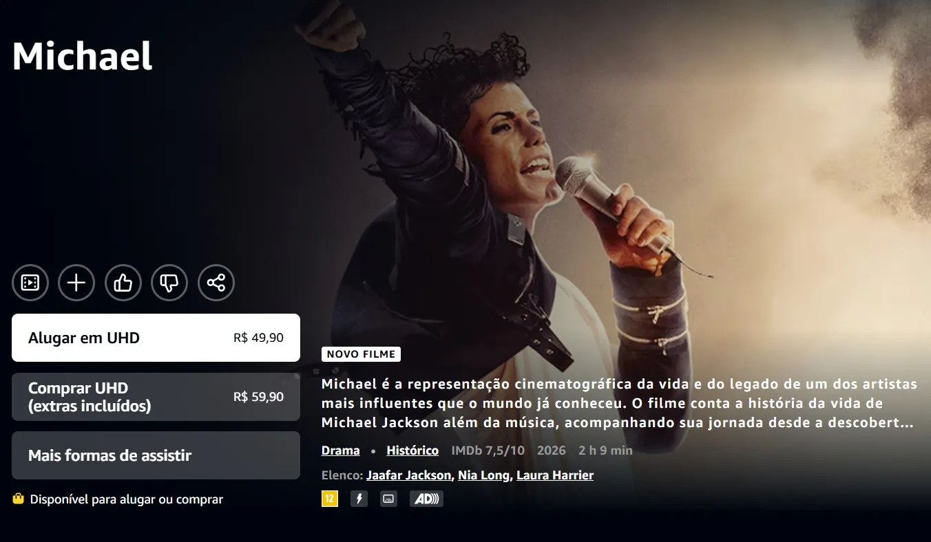 MICHAEL completa uma semana como filme MAIS VENDIDO nos serviços de streaming do Brasil 2 MICHAEL completa uma semana como filme MAIS VENDIDO nos serviços de streaming do Brasil | Prime video MICHAEL